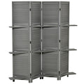 HOMCOM 4 Panel Folding Room Divider, 5.6 Ft gray-wood