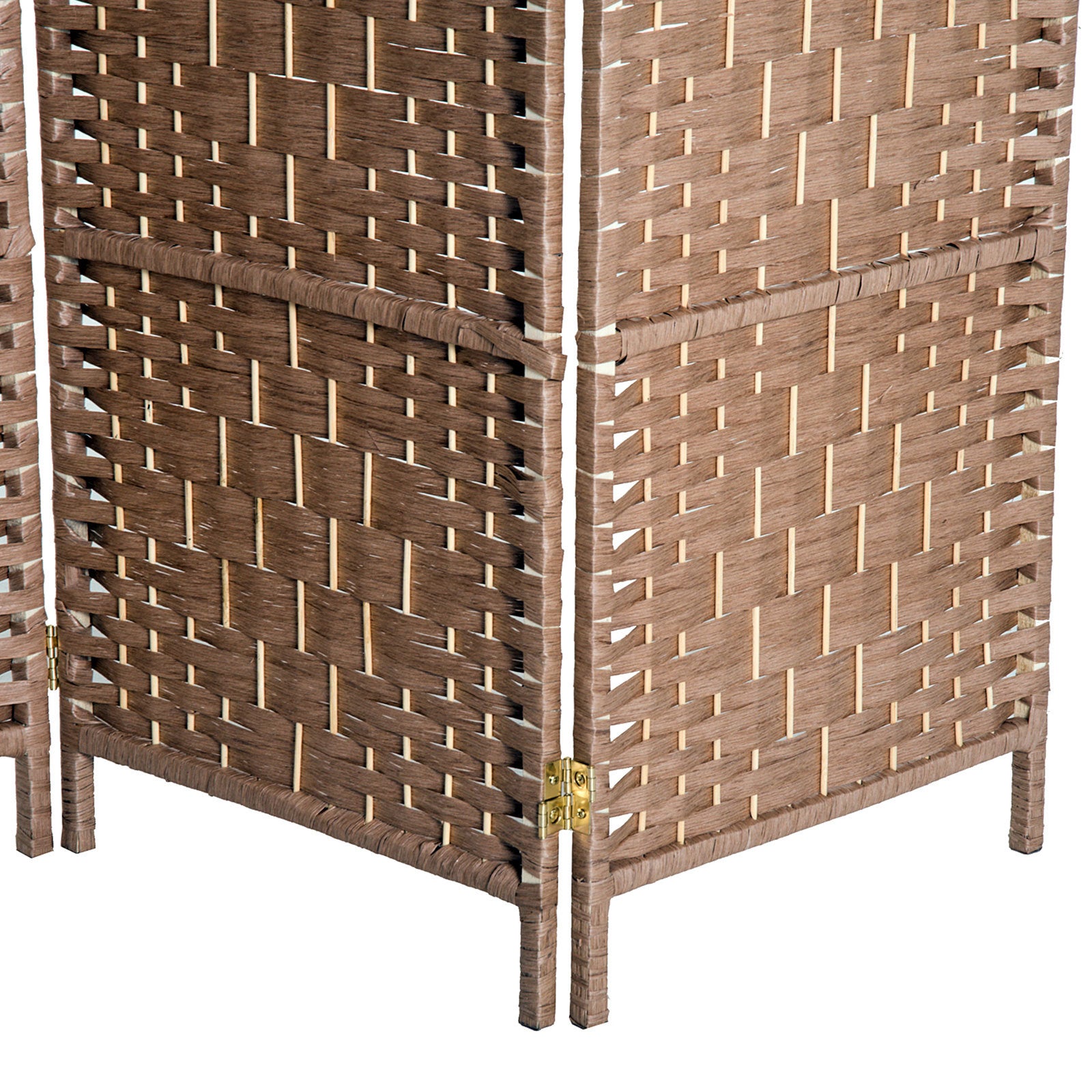 HOMCOM 6' Tall Wicker Weave 4 Panel Room Divider natural-wood