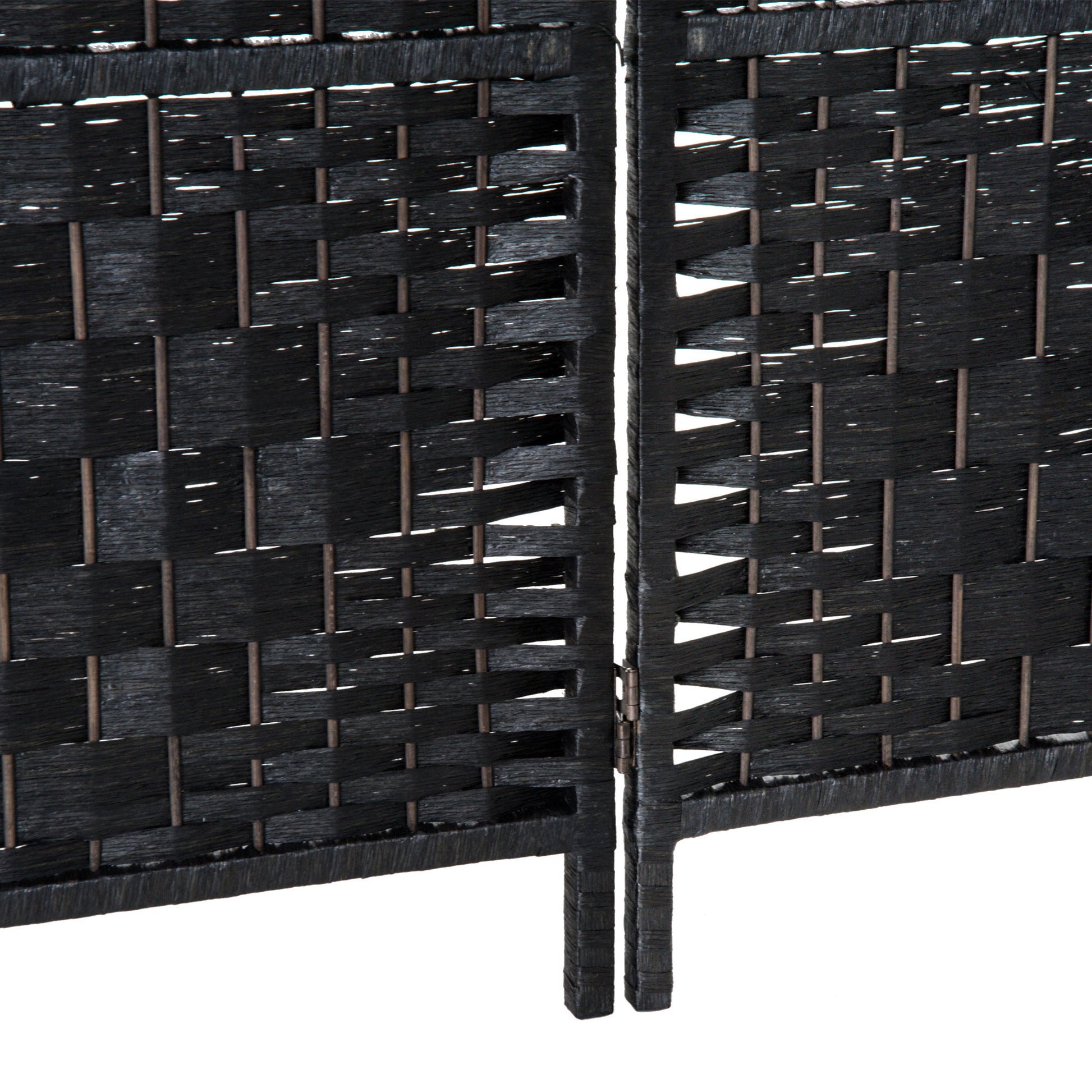 HOMCOM 6' Tall Wicker Weave 6 Panel Room Divider black-wood