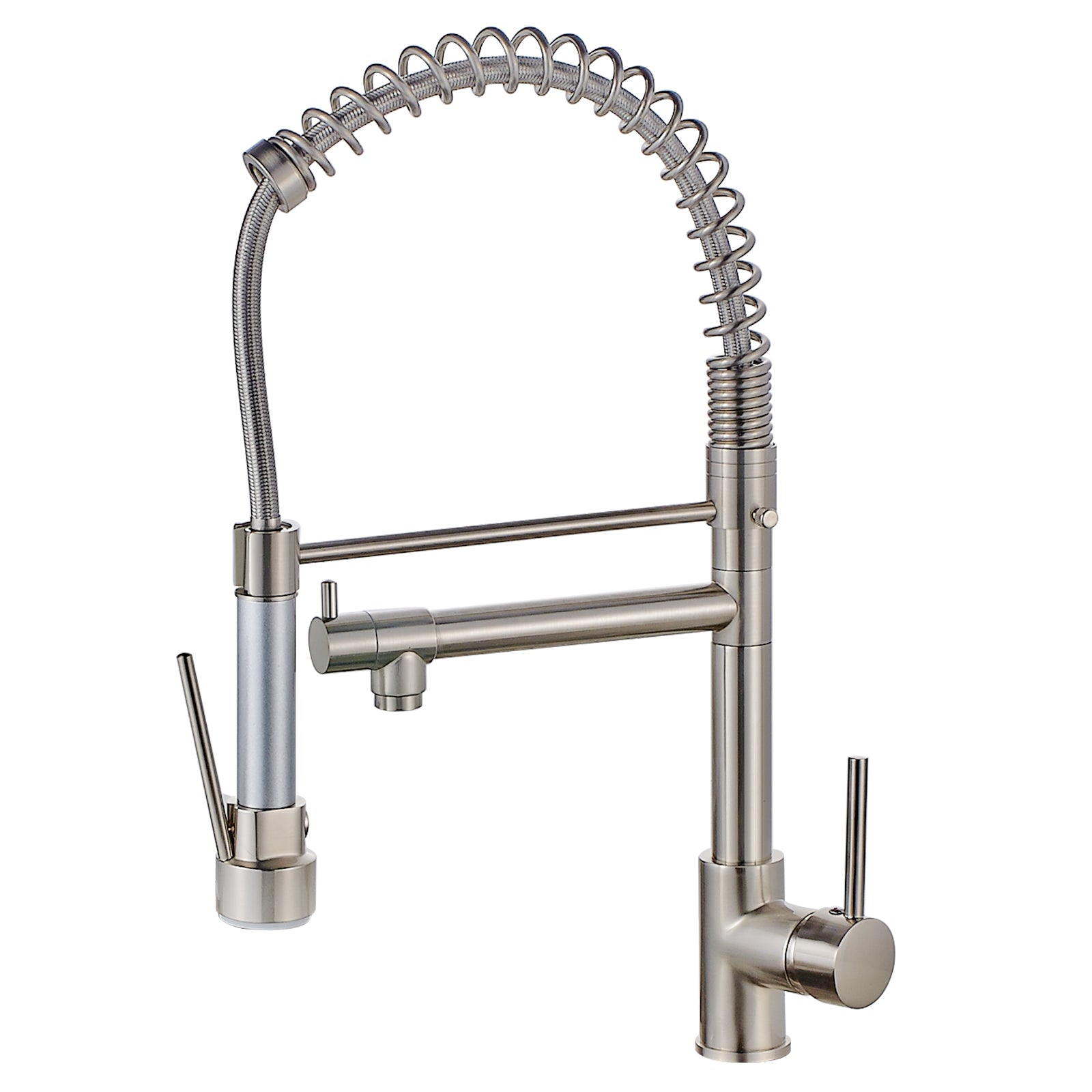 Kitchen Faucet with Pull Down Sprayer Brushed Nickel brushed nickel-kitchen-contemporary-ceramic-brass