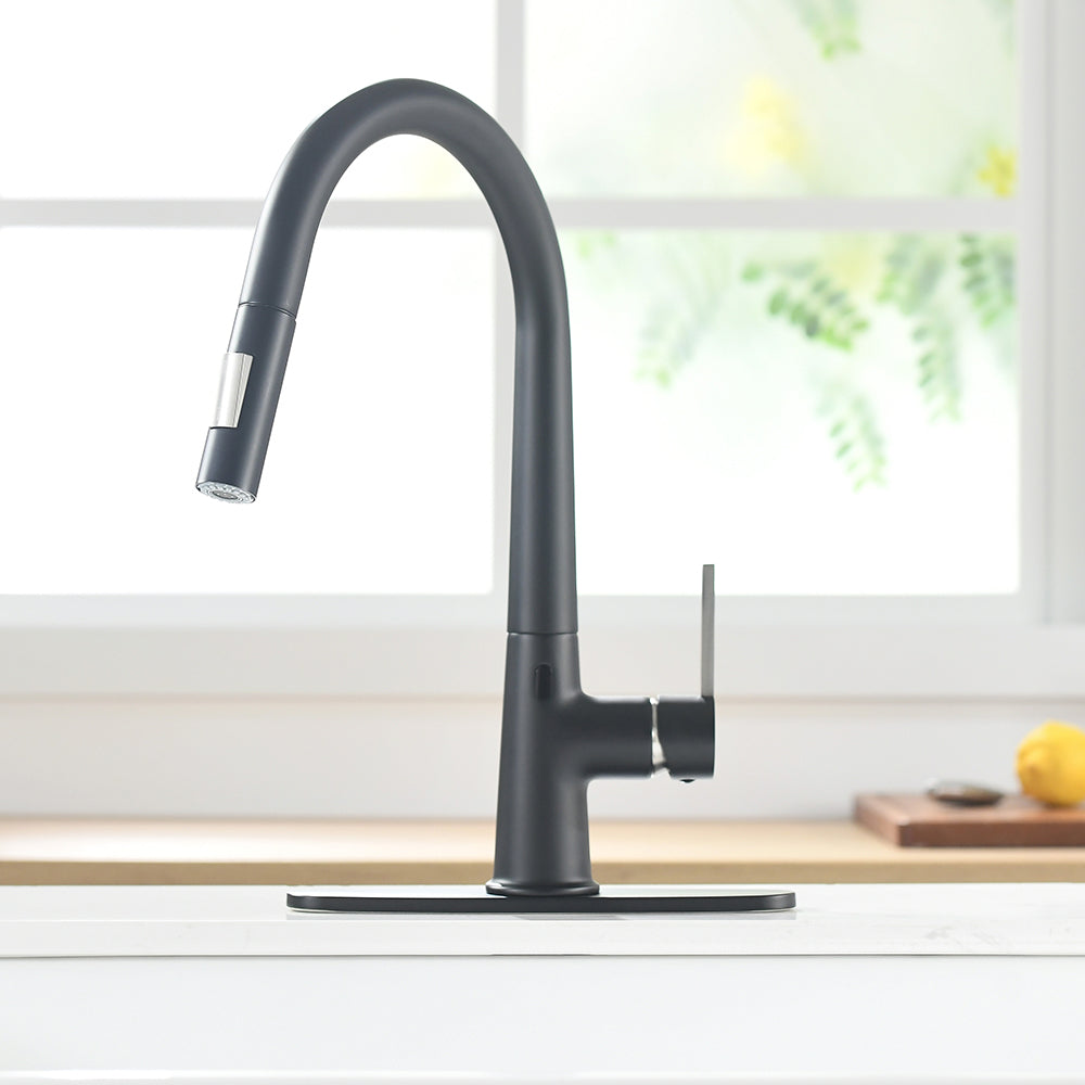 Touchless Kitchen Faucet,Hands Free Automatic Smart black-kitchen-contemporary-ceramic-zinc