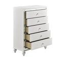 Modern Glamorous Bedroom Chest of 5x Drawers 1pc white-bedroom-glam-modern-wood