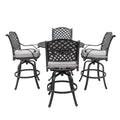 Stylish Outdoor 5 Piece Aluminum Bar Set with Cushion antique gray-aluminium