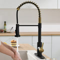 Touchless Kitchen Faucet,Hands Free Automatic Smart black+gold-kitchen-contemporary-ceramic-stainless