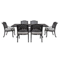 Stylish Outdoor 7 Piece Aluminum Dining Set with antique gray-aluminium