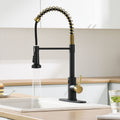 Touchless Kitchen Faucet,Hands Free Automatic Smart black+gold-kitchen-contemporary-ceramic-stainless