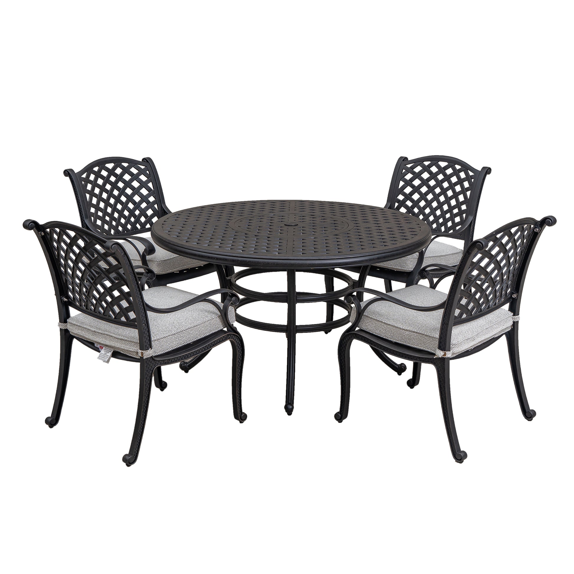 Stylish Outdoor 5 Piece Aluminum Dining Set with antique gray-aluminium