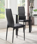 Modern Style Black Metal Finish Side Chairs 2pc Set black-dining room-contemporary-modern-side