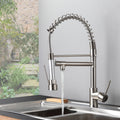 Kitchen Faucet with Pull Down Sprayer Brushed Nickel brushed nickel-kitchen-contemporary-ceramic-brass