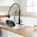 Touchless Kitchen Faucet,Hands Free Automatic Smart black+gold-kitchen-contemporary-ceramic-stainless