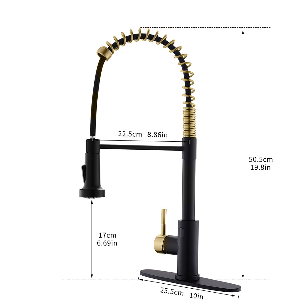 Touchless Kitchen Faucet,Hands Free Automatic Smart black+gold-kitchen-contemporary-ceramic-stainless