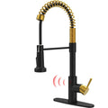 Touchless Kitchen Faucet,Hands Free Automatic Smart black+gold-kitchen-contemporary-ceramic-stainless