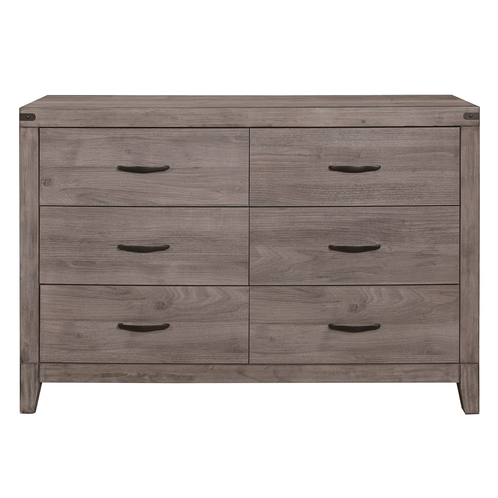 Industrial Design Brownish Gray Finish Dresser of 6 brown mix-bedroom-contemporary-modern-wood