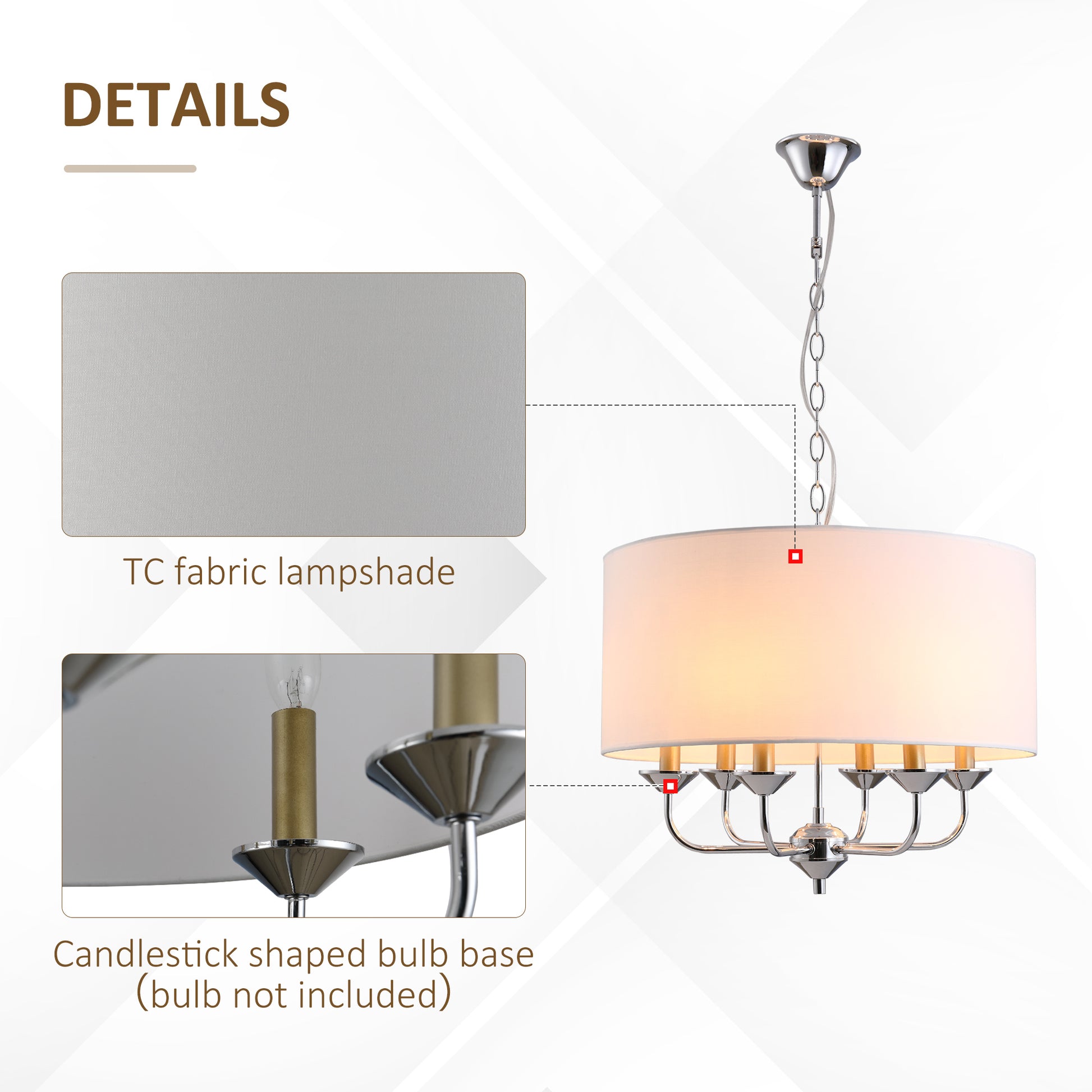 Homcom 6 Light Modern Chandelier Candle Pendant