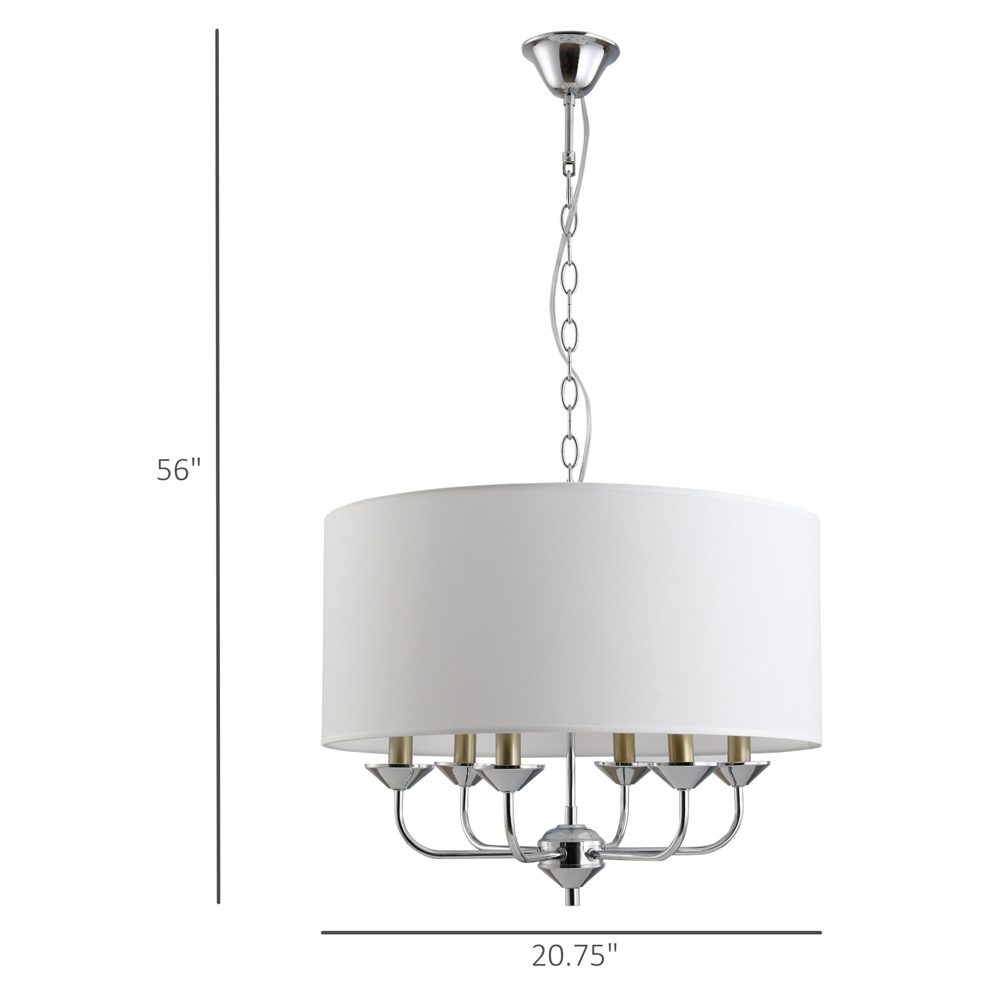 Homcom 6 Light Modern Chandelier Candle Pendant