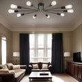 10 Light Sputnik Chandelier Black Ceiling Light