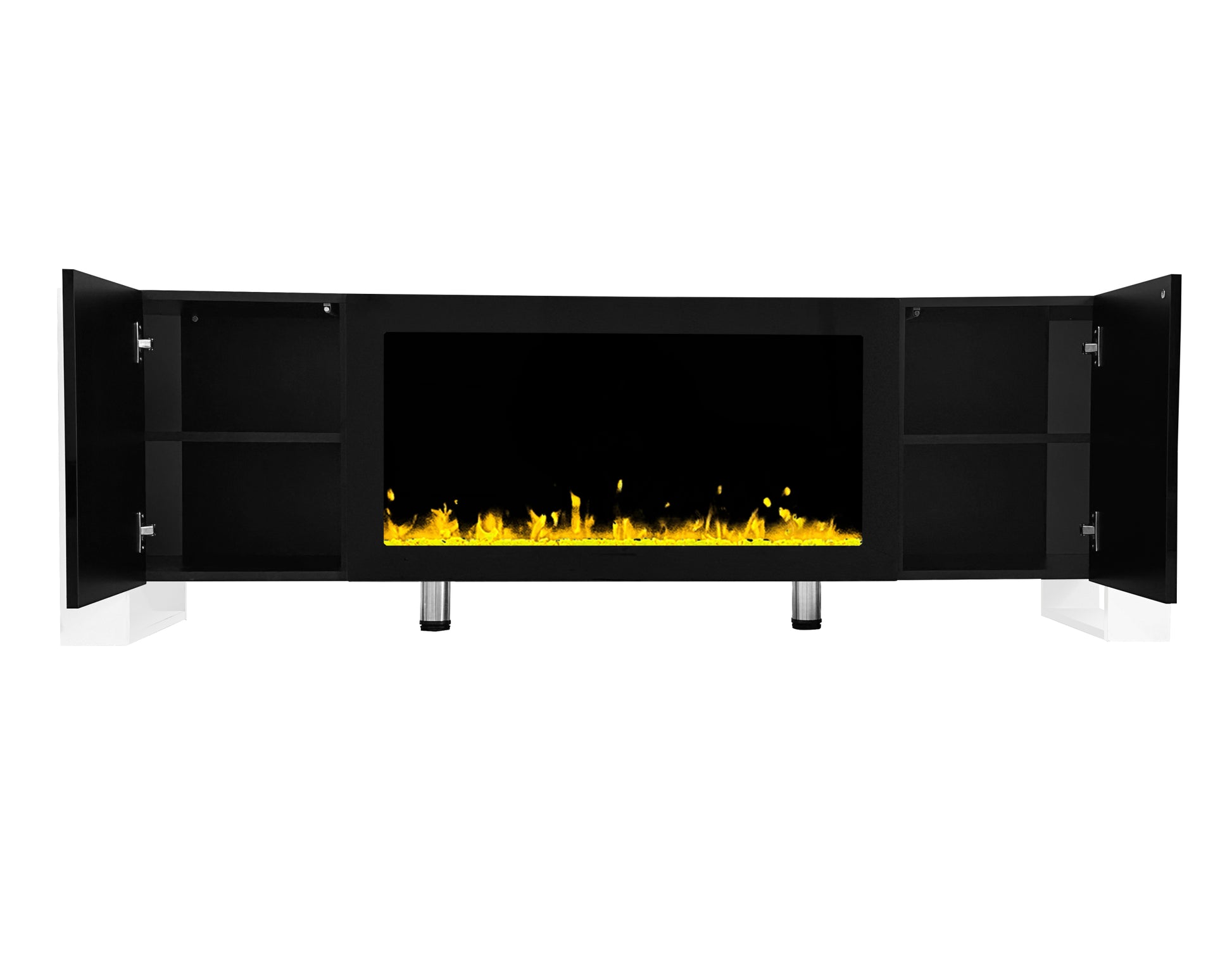 ON TREND Modern TV Stand with 34.2" Non heating black-primary living space-70-79 inches-70-79