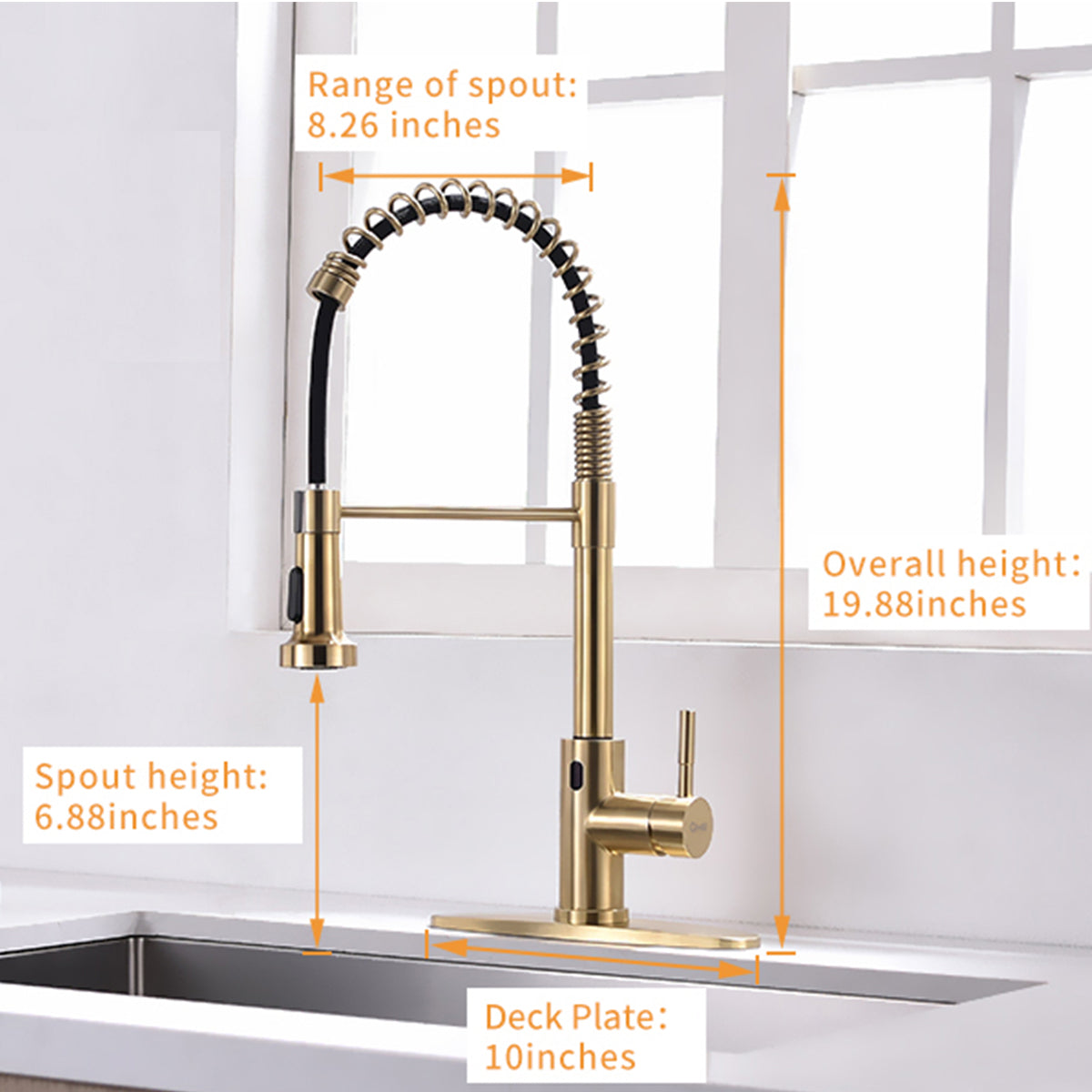 Touchless Kitchen Faucet,Hands Free Automatic Smart brushed gold-kitchen-contemporary-ceramic-brass