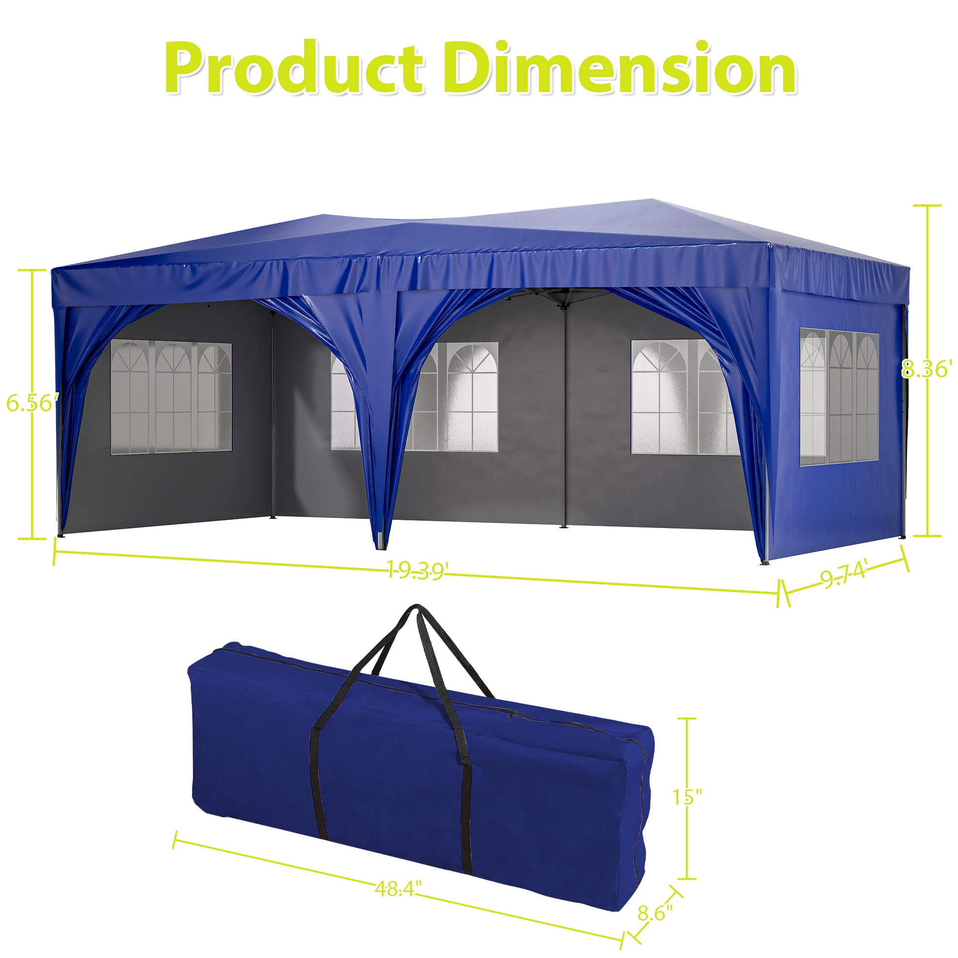 10'x20' EZ Pop Up Canopy Outdoor Portable Party blue-metal