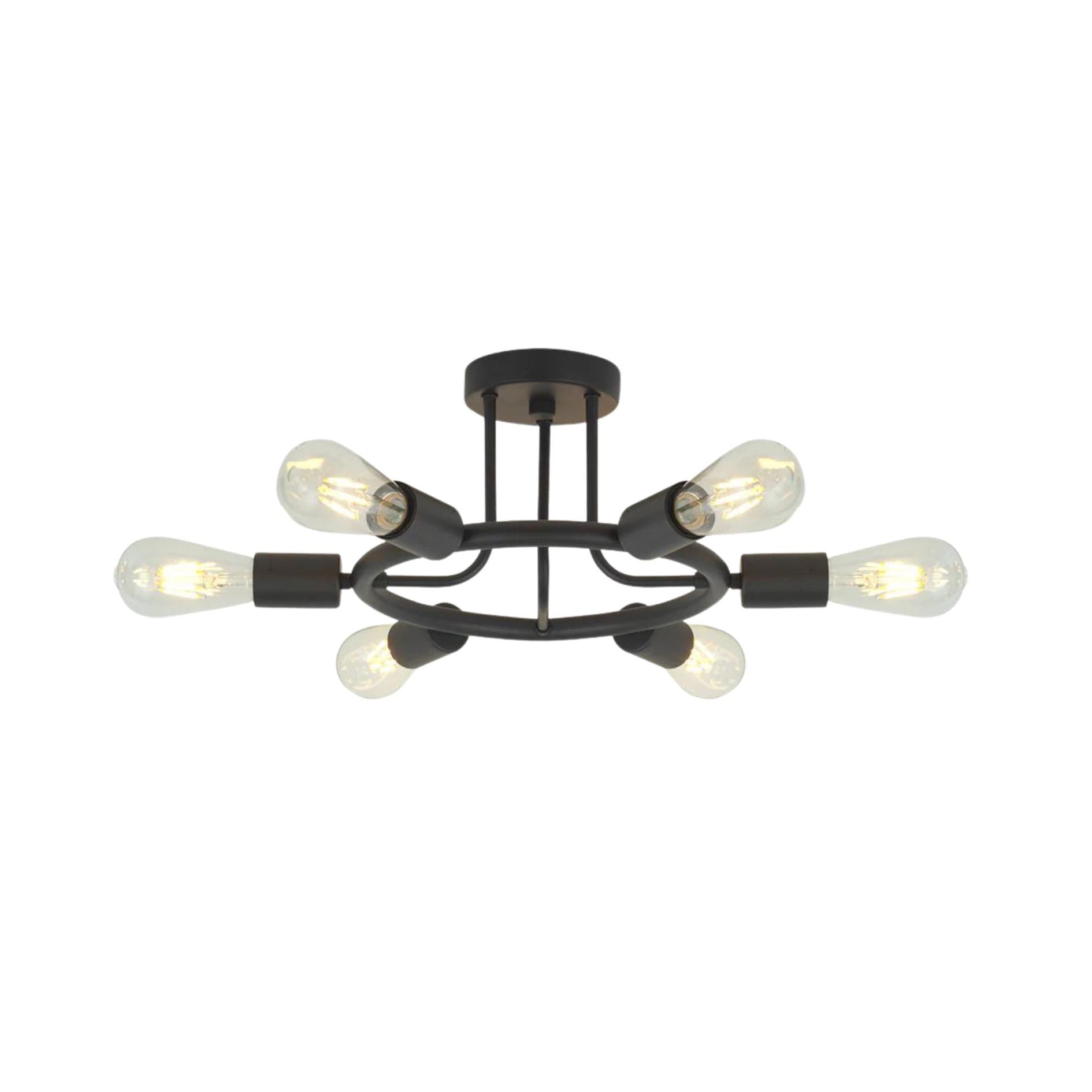 6 Light Modern Sputnik Lights Semi Flush Mount Ceiling black-metal