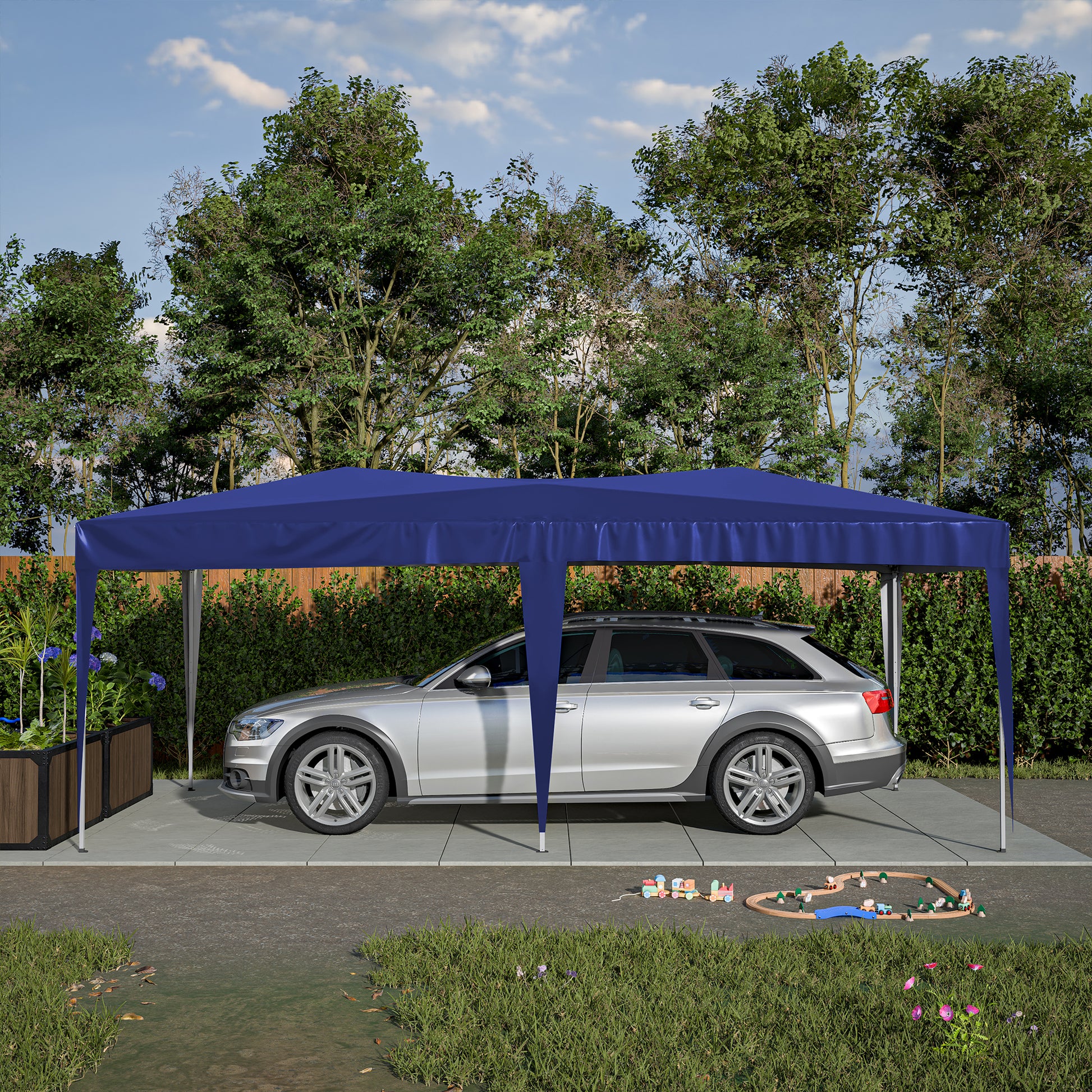 10'x20' EZ Pop Up Canopy Outdoor Portable Party blue-metal