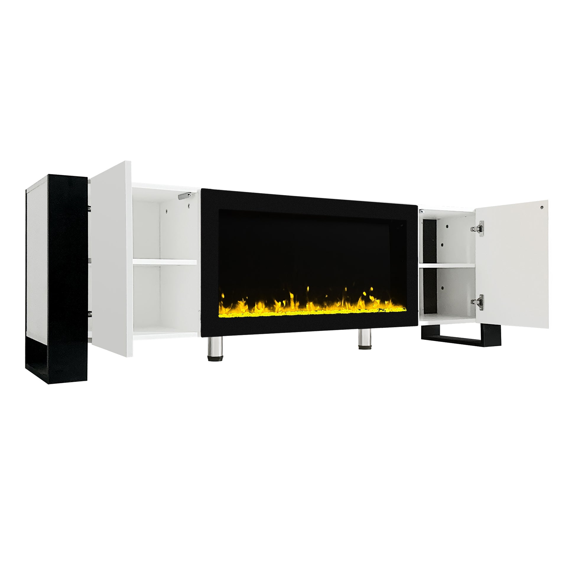 ON TREND Modern TV Stand with 34.2" Non heating white-primary living space-70-79 inches-70-79