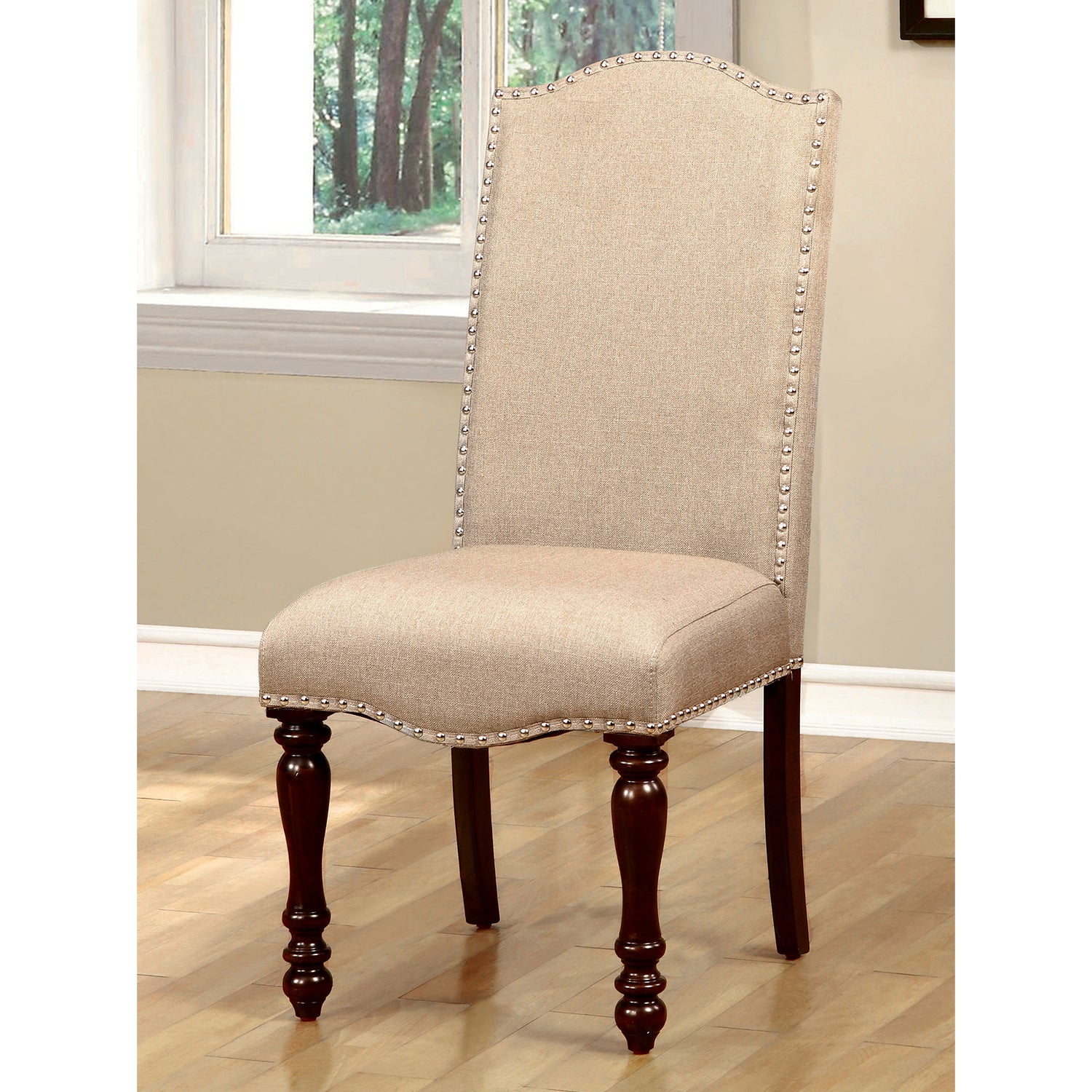 Set of 2 Fabric Upholstered Dining Chairs in Antique solid-cherry-dining room-dining chairs-solid