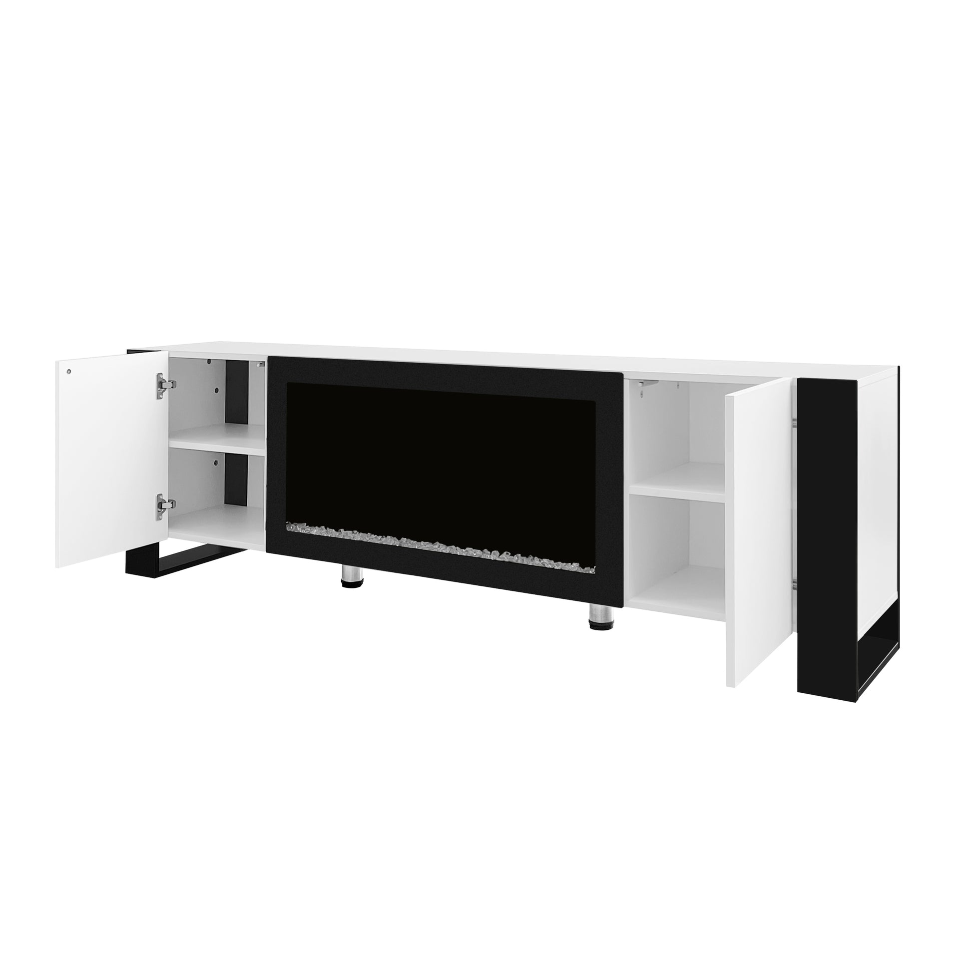 ON TREND Modern TV Stand with 34.2" Non heating white-primary living space-70-79 inches-70-79