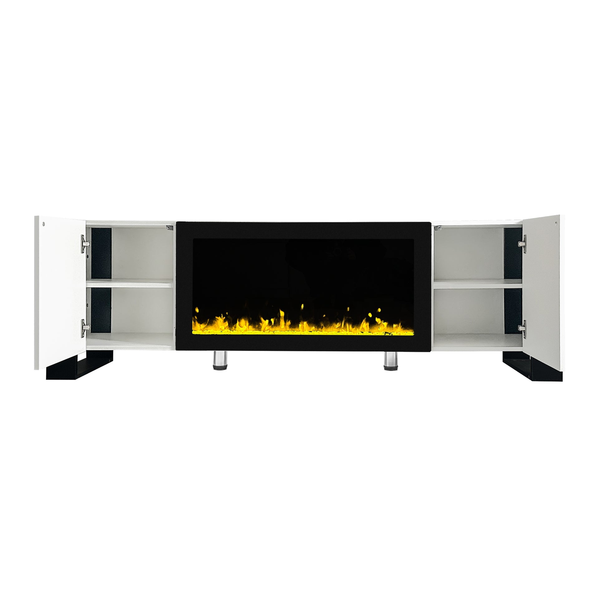 ON TREND Modern TV Stand with 34.2" Non heating white-primary living space-70-79 inches-70-79