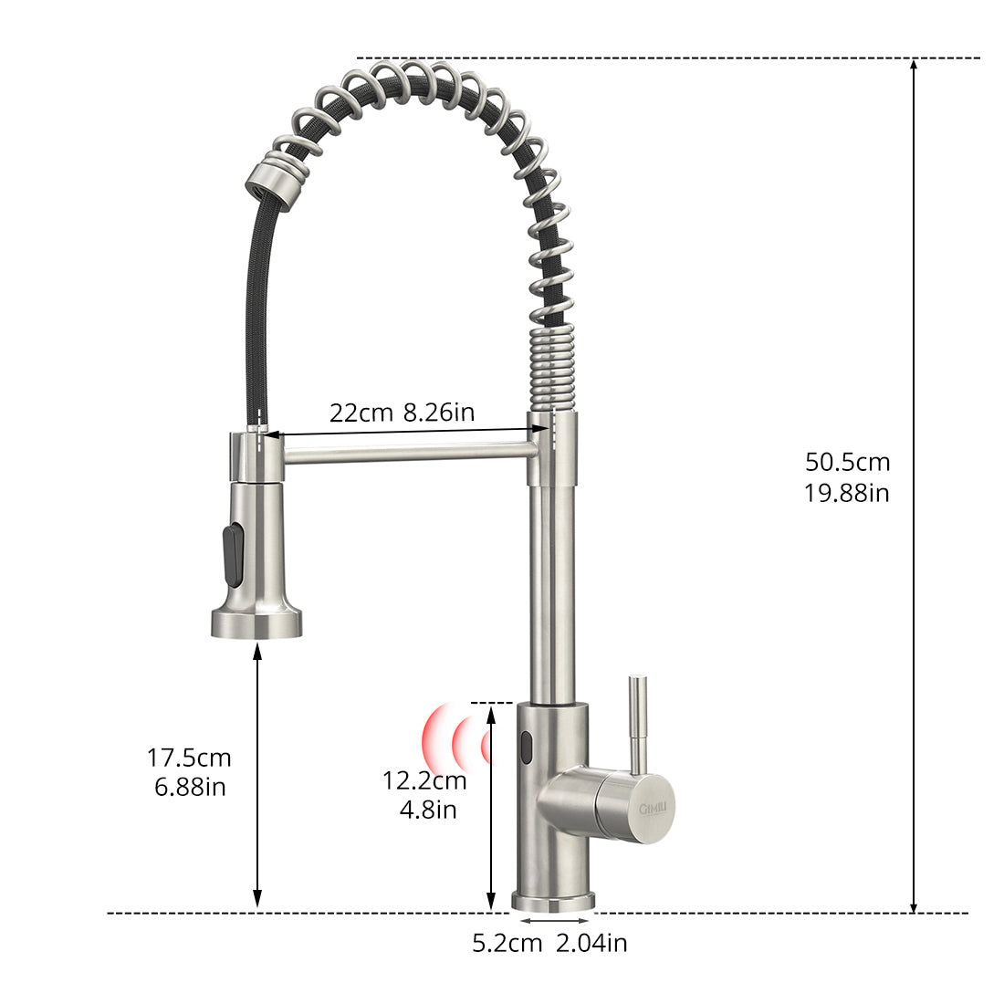 Touchless Kitchen Faucet,Hands Free Automatic Smart brushed nickel-kitchen-contemporary-ceramic-brass