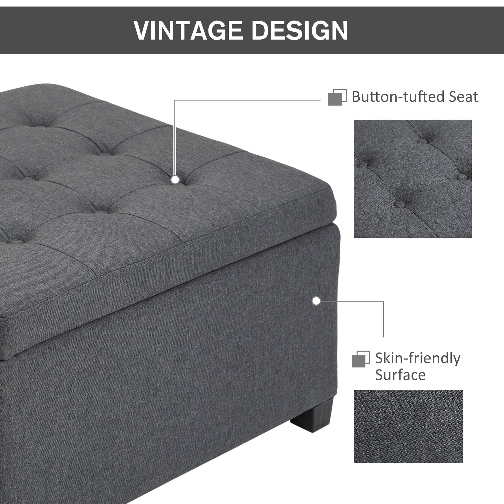 Homcom Fabric Tufted Storage Ottoman with Flip