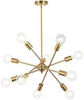 Modern Sputnik Chandelier Lighting 10 Lights with brushed gold-metal