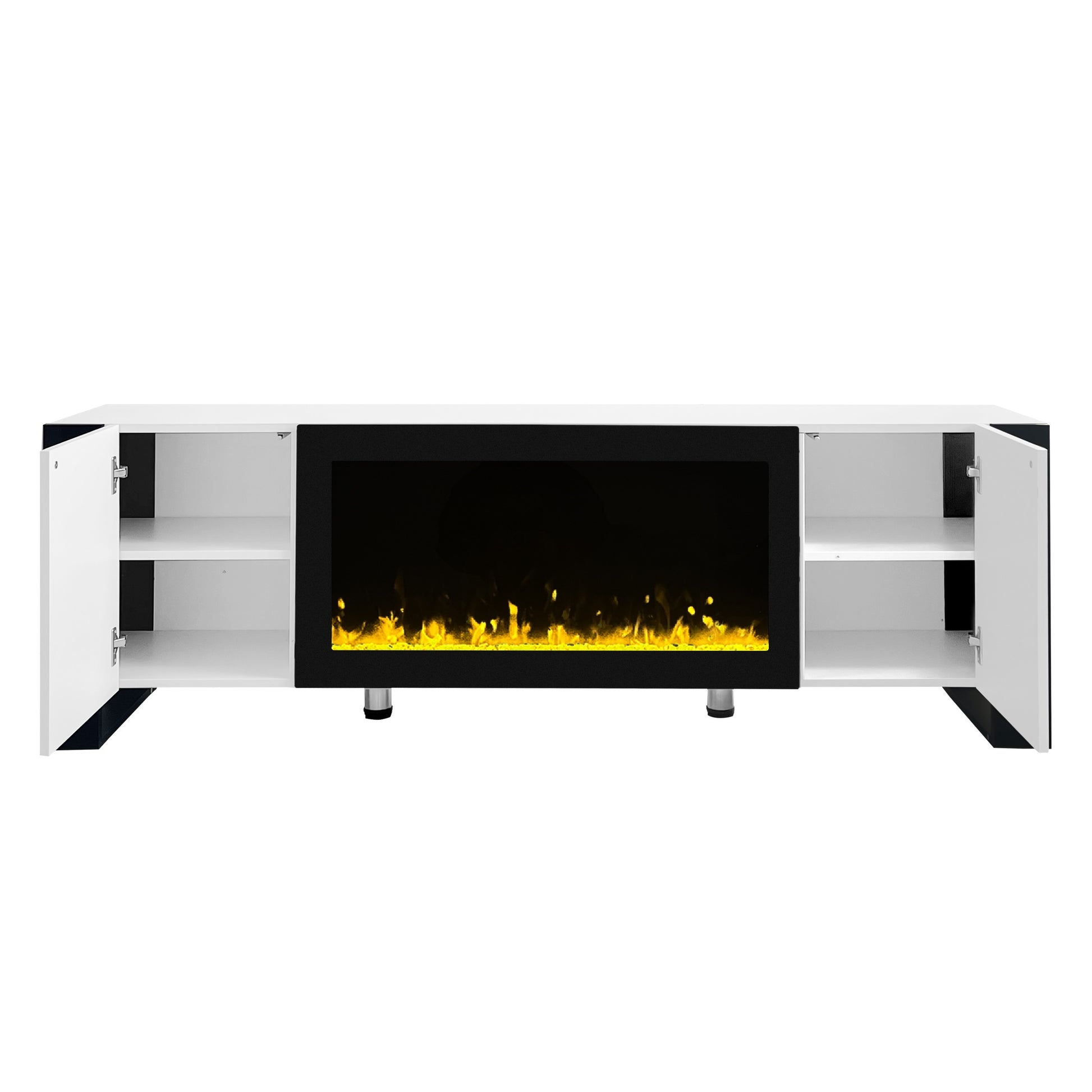 ON TREND Modern TV Stand with 34.2" Non heating white-primary living space-70-79 inches-70-79