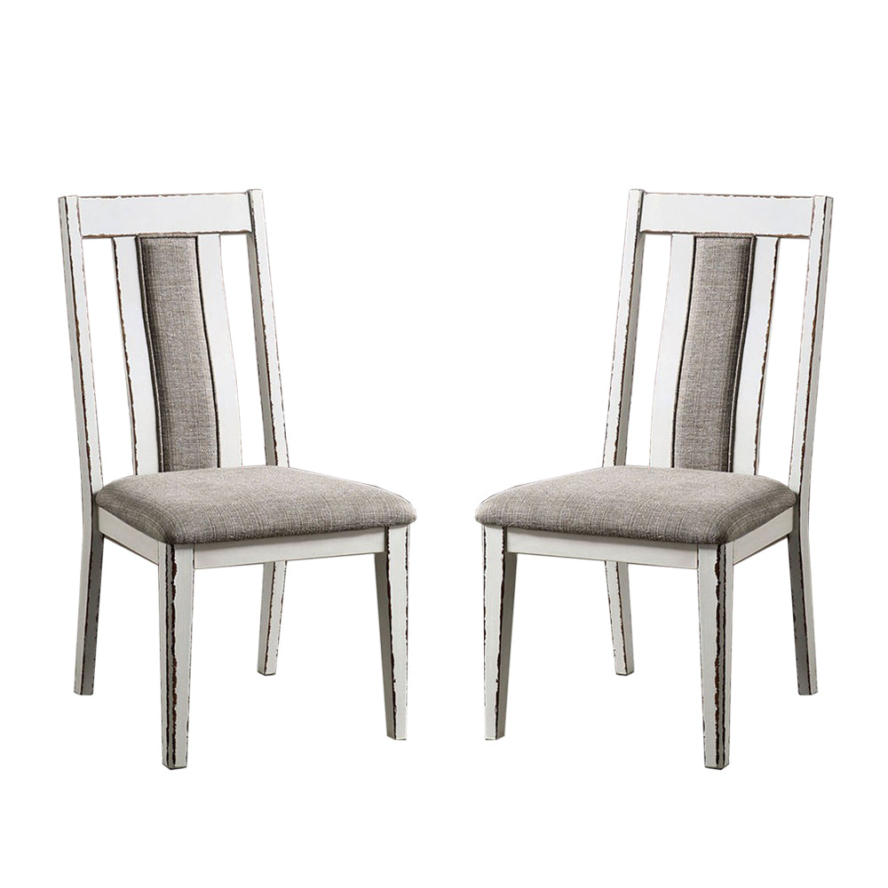 Set of 2 Upholstered Side Chairs in Weathered