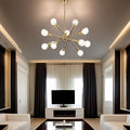 Modern Sputnik Chandelier Lighting 10 Lights with brushed gold-metal