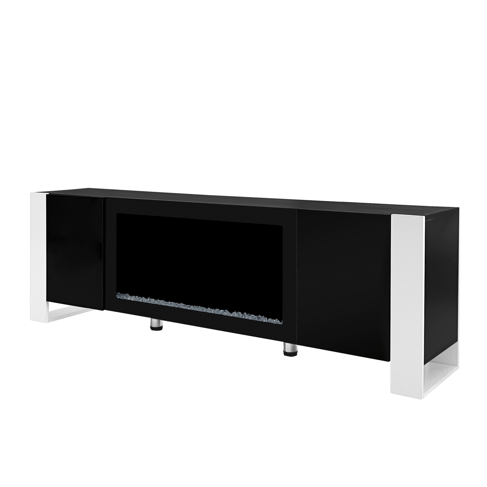 ON TREND Modern TV Stand with 34.2" Non heating black-primary living space-70-79 inches-70-79