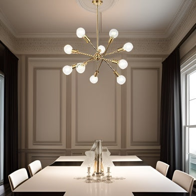 Modern Sputnik Chandelier Lighting 10 Lights with brushed gold-metal