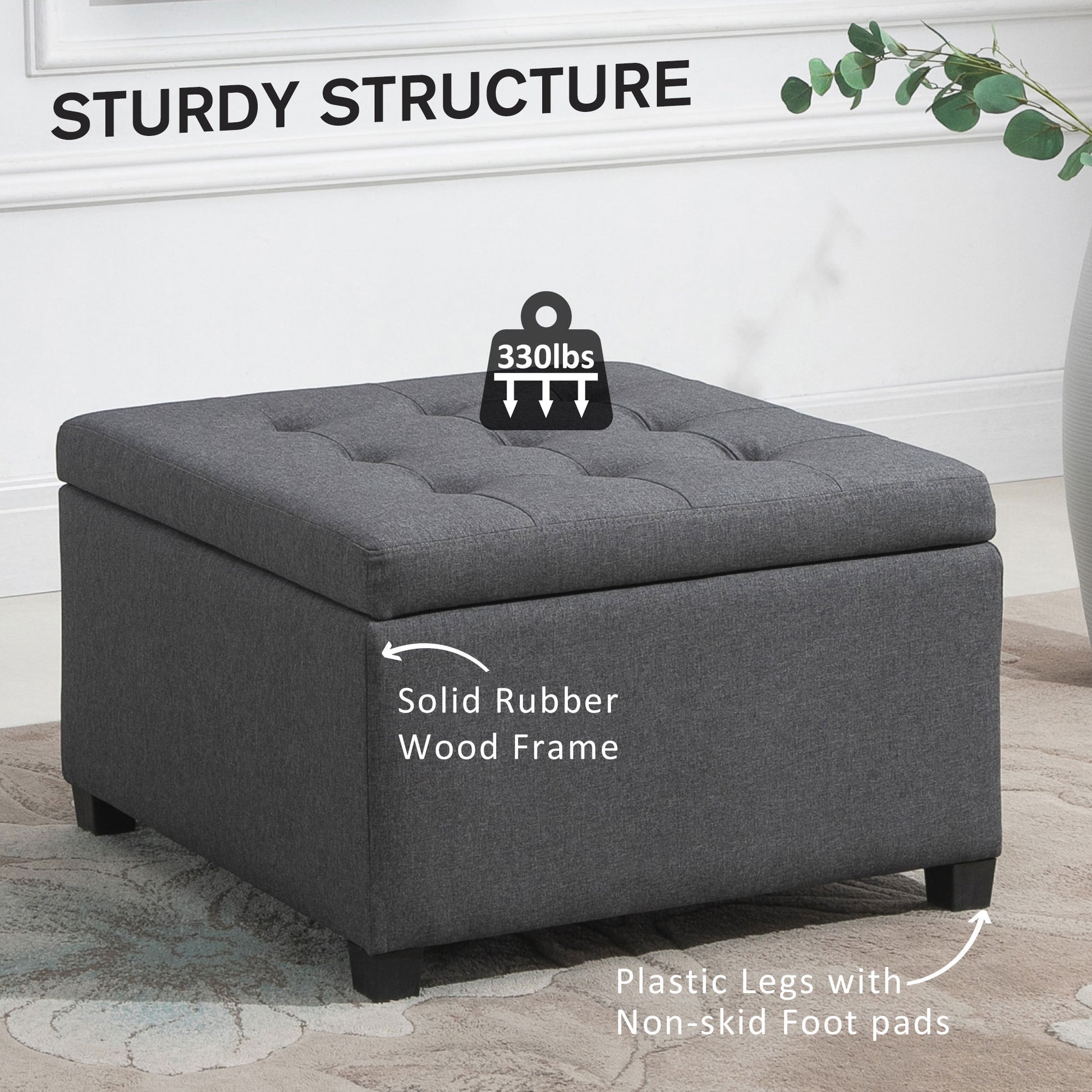 Homcom Fabric Tufted Storage Ottoman with Flip