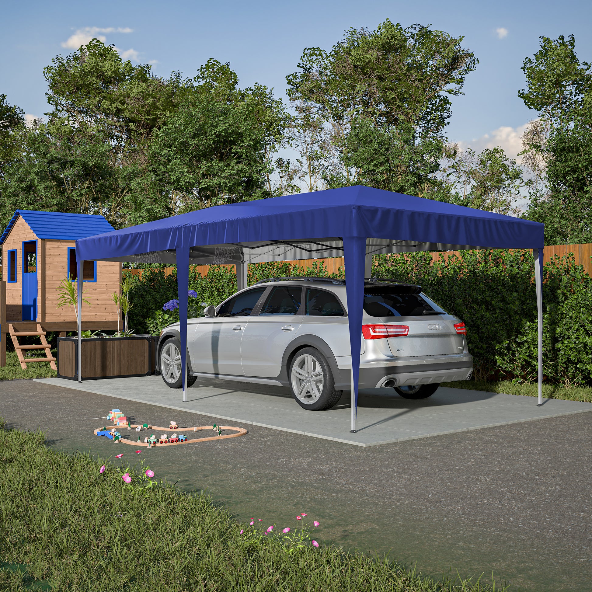 10'x20' EZ Pop Up Canopy Outdoor Portable Party blue-metal