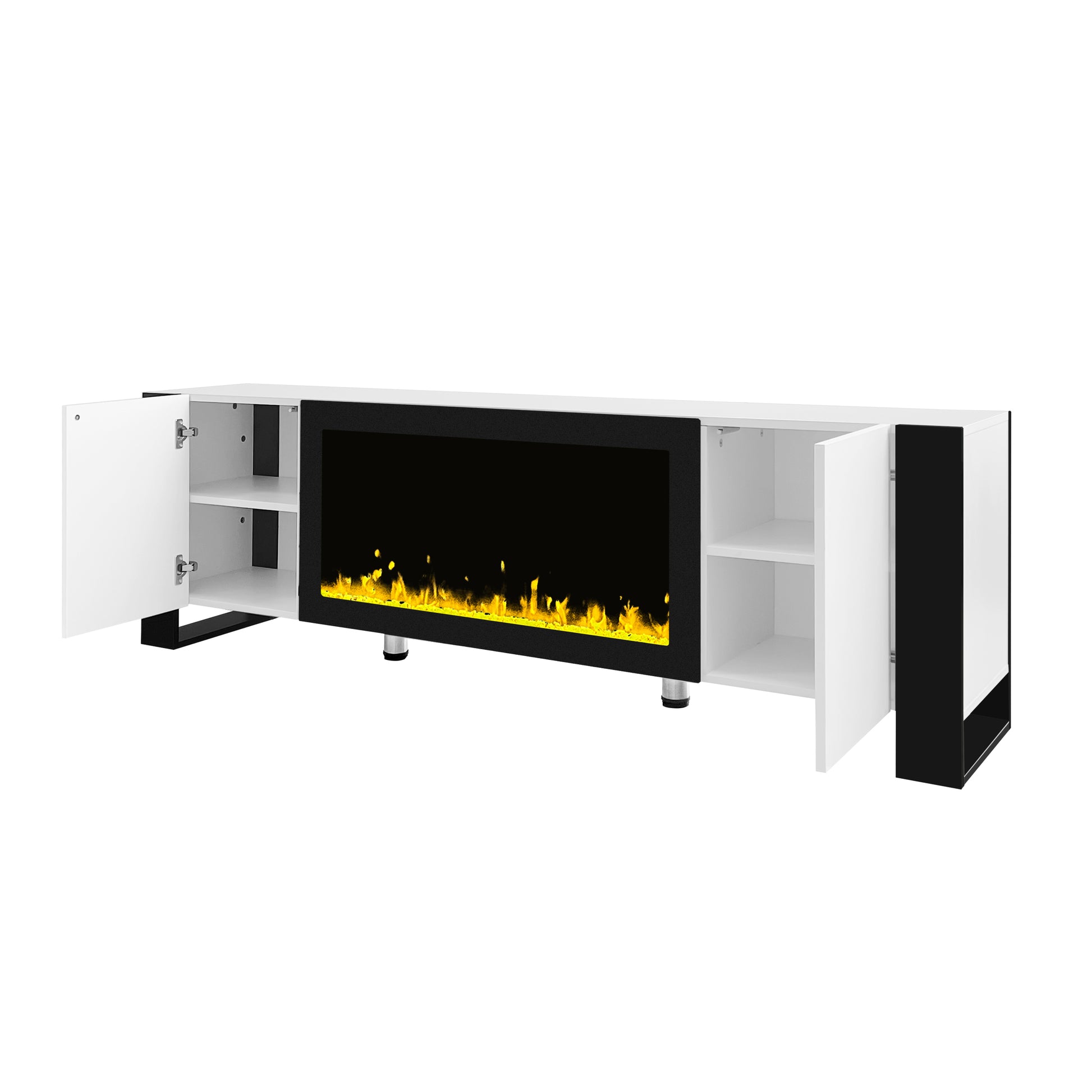 ON TREND Modern TV Stand with 34.2" Non heating white-primary living space-70-79 inches-70-79