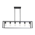 6 Light Rectangle Chandelier Contemporary Farmhouse black-metal