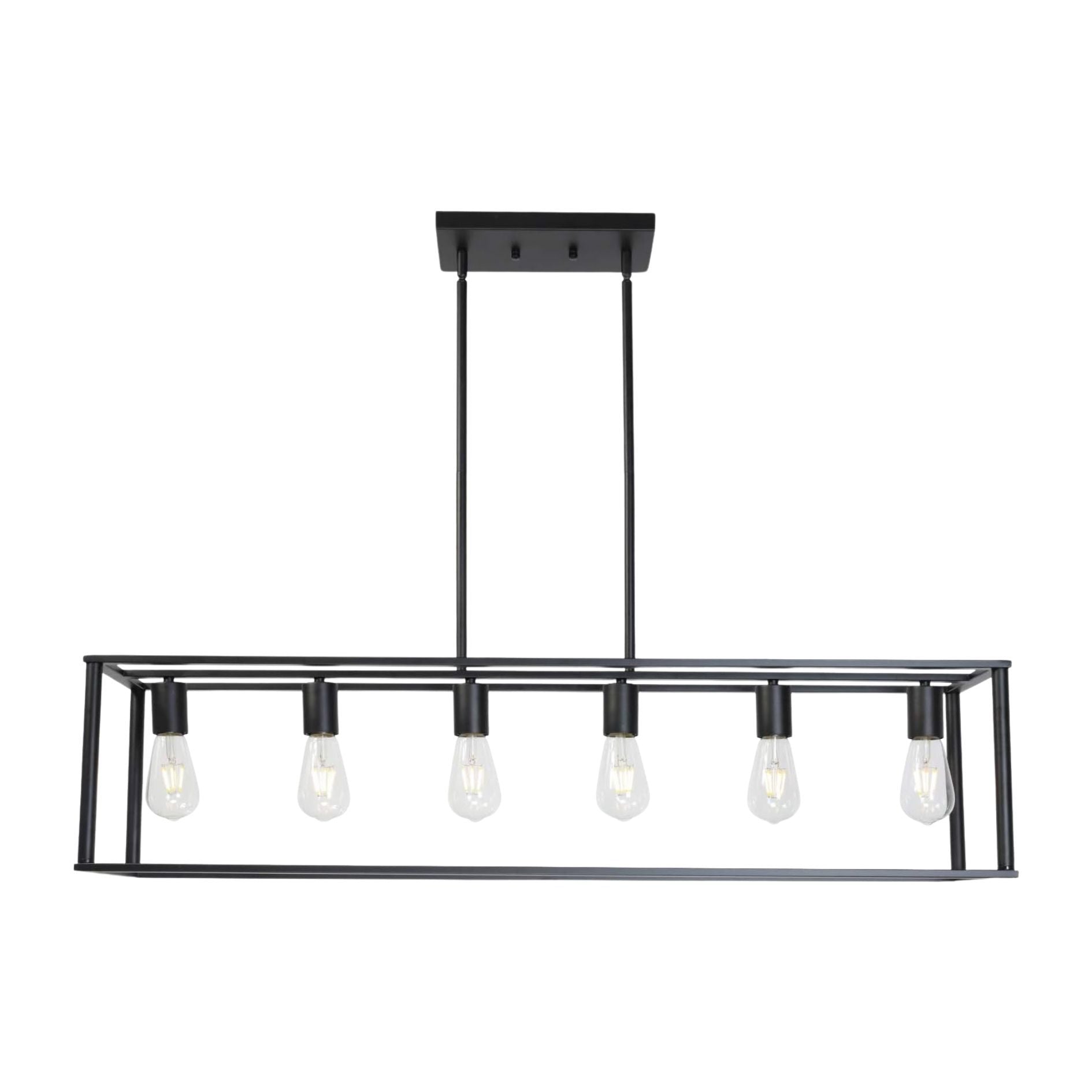 6 Light Rectangle Chandelier Contemporary Farmhouse black-metal