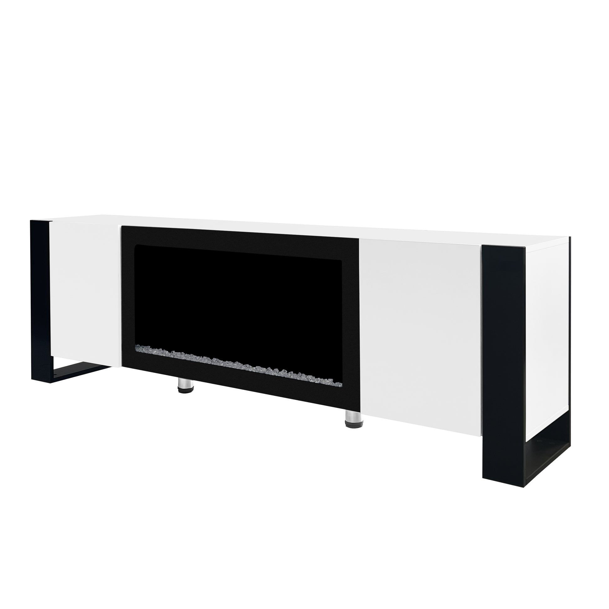 ON TREND Modern TV Stand with 34.2" Non heating white-primary living space-70-79 inches-70-79