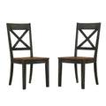 Set of 2 Wooden Dining Chairs in Antique Oak and antique black-dining room-dining chairs-cross