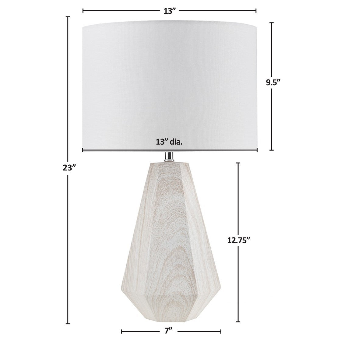 23" Resin Table Lamp with Faux Wood Texture