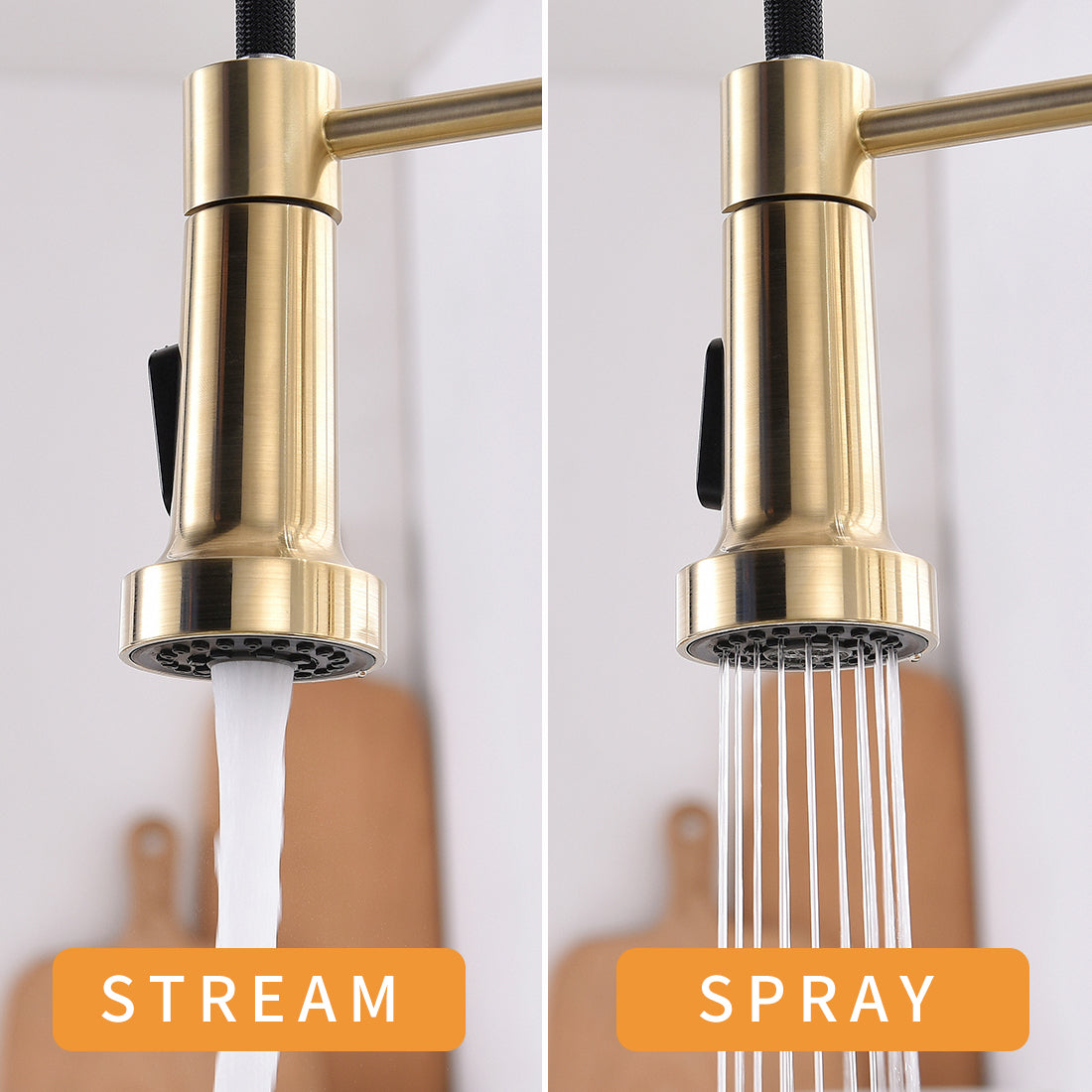 Touchless Kitchen Faucet,Hands Free Automatic Smart brushed gold-kitchen-contemporary-ceramic-brass