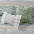 5 Piece Seersucker Comforter Set with Throw Pillows green-polyester