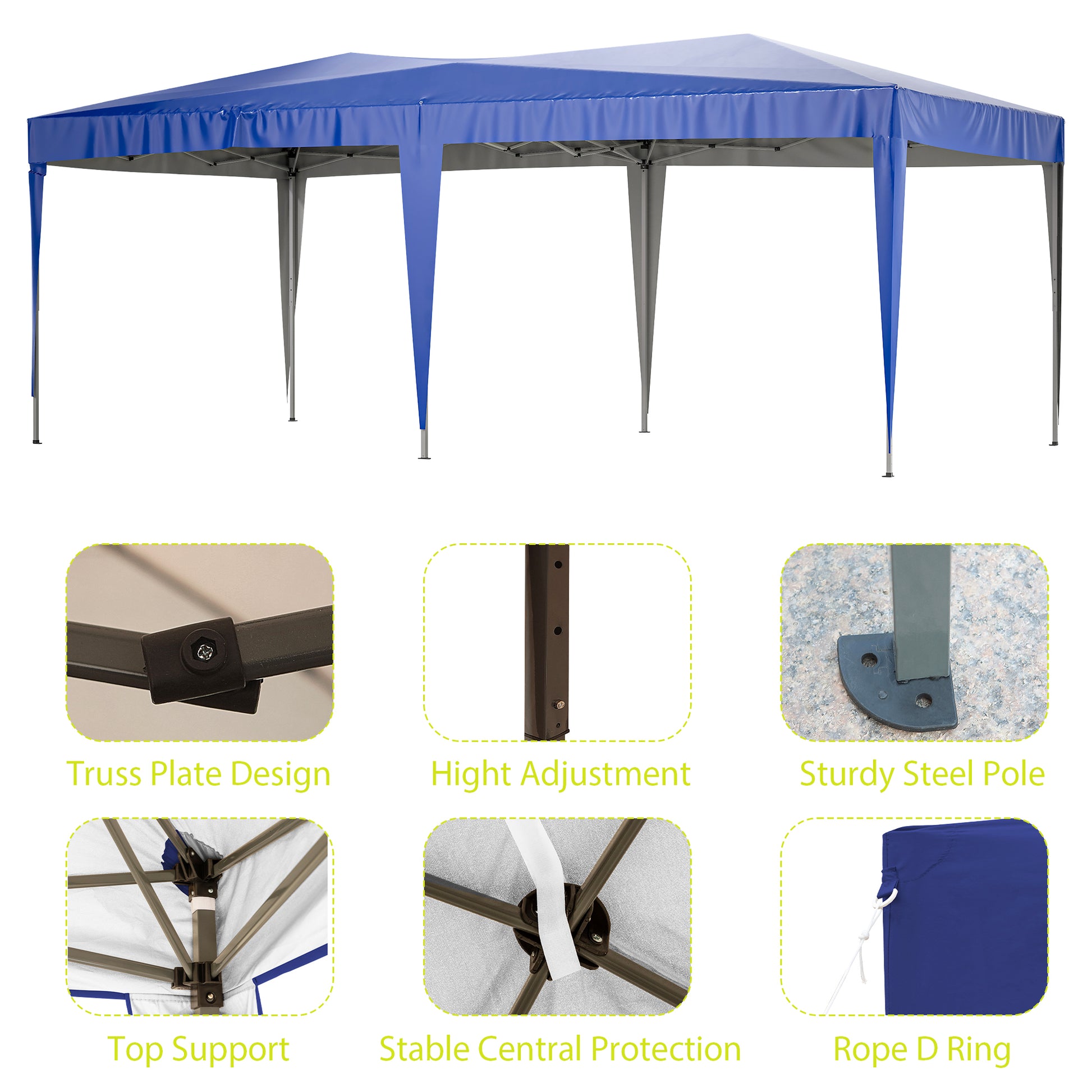 10'x20' EZ Pop Up Canopy Outdoor Portable Party blue-metal