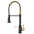 Touchless Kitchen Faucet,Hands Free Automatic Smart black+gold-kitchen-contemporary-ceramic-brass