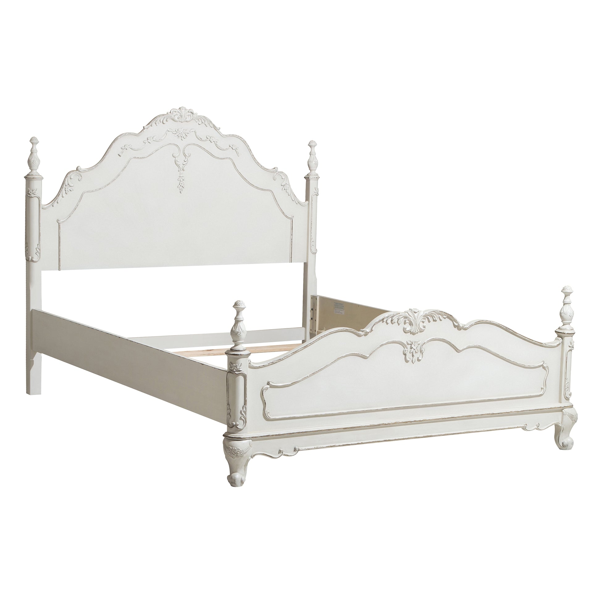 Victorian Style Antique White Full Bed 1pc Traditional box spring required-full-antique